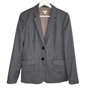 J, Crew Wool Blend Long Sleeve Notch Lapel Single Breasted Blazer Gray Women's 8